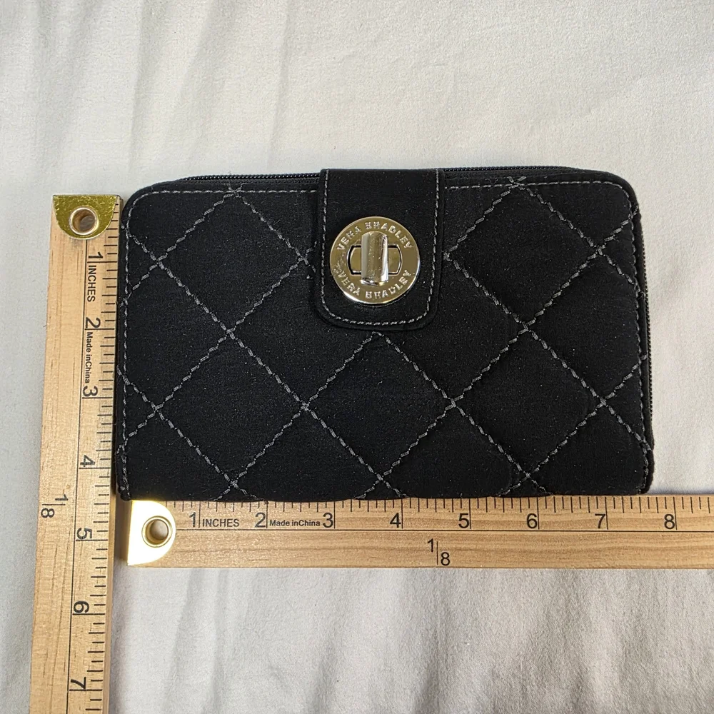 Vera Bradley Black Quilted Turn Lock Wallet Organizer - Picture 10 of 10